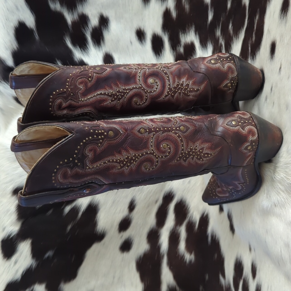 CORRAL ladies fancy studded brown leather boots style #G1031 snip toe sz 7 - Picture 4 of 16